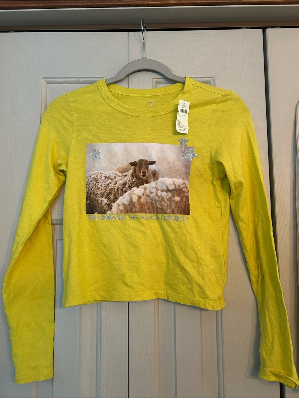 aerie Kids Long-Sleeve Yellow Graphic Tee with Sheep Photo